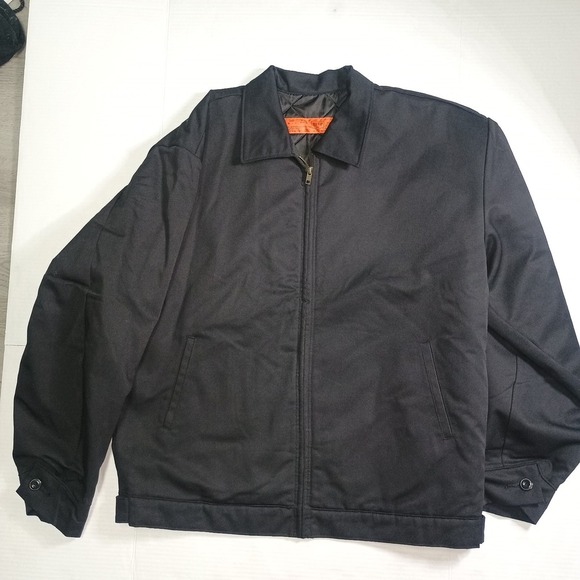 Red Kap Work Jacket Quilted Dark Blue Zip JT22BK Size Large - Picture 1 of 4